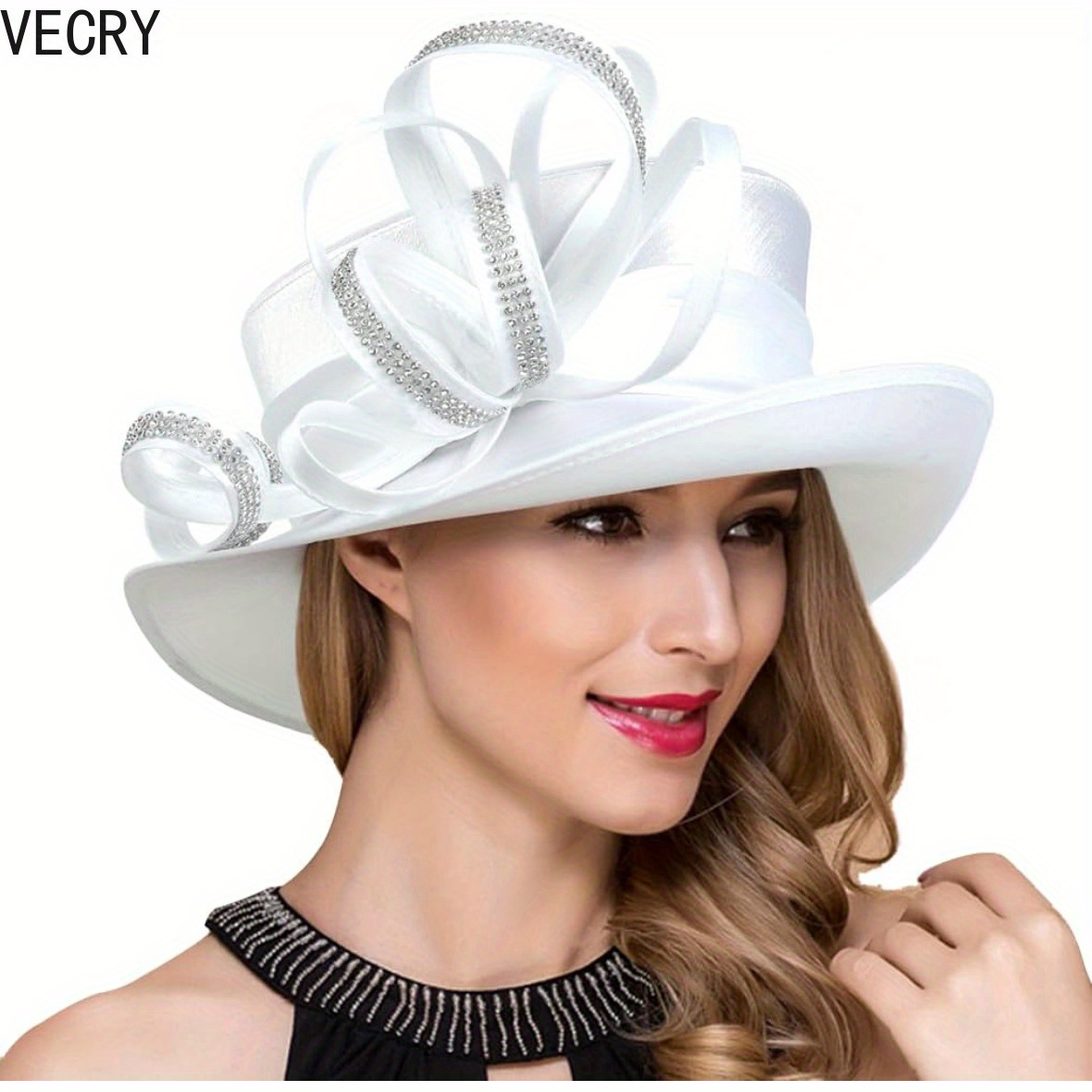 womens derby church hats elegant bridal wedding dress - Temu display picture 1