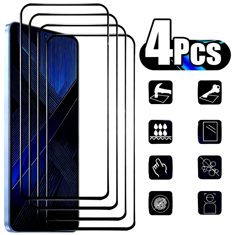Set 4 Ultra HD zaščitnih stekel za celoten zaslon za Xiaomi Poco F7 Ultra, F7, F6, F5 Pro, F4, F3 GT, kaljeno steklo za Poco X7, X6, X5, X4 Pro