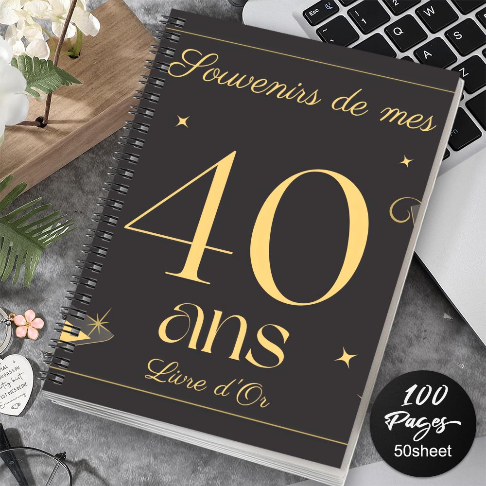 TEMU 1 'Or Spirale - Design Élégant pour de 40e Anniversaire avec Accents Dorés, Souvenir Parfait pour Amis, Collègues, Femmes & Hommes