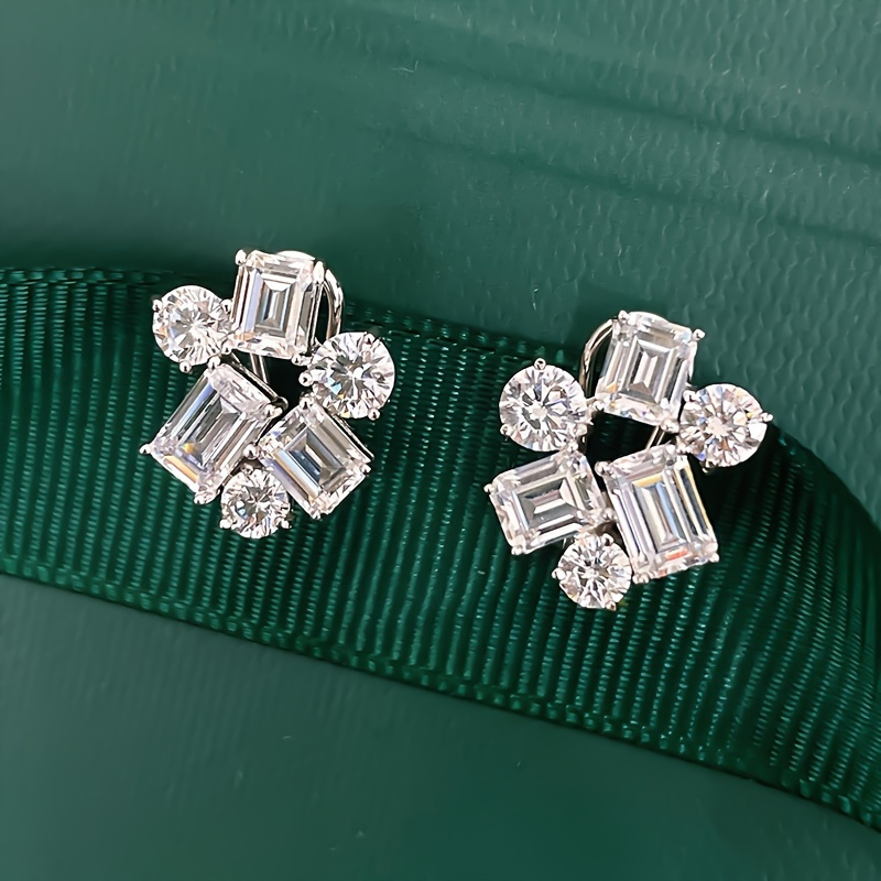 1 Pair Women's Fashion Stud Earrings Creative Irregular Geometric Inlaid Synthetic Zirconia Stud Earrings Women' Casual Party Vacation Fashion Accessory Earrings ()