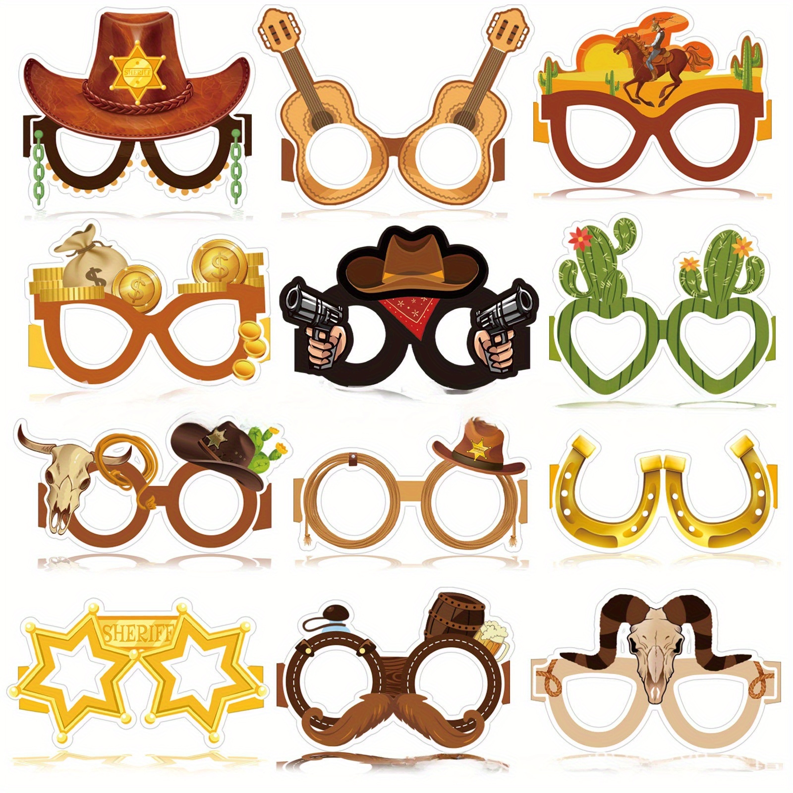 12pcs wild west rodeo theme party decoration favors wild   glasses cowboy photo booth props western theme eyeglasses birthday party supplies