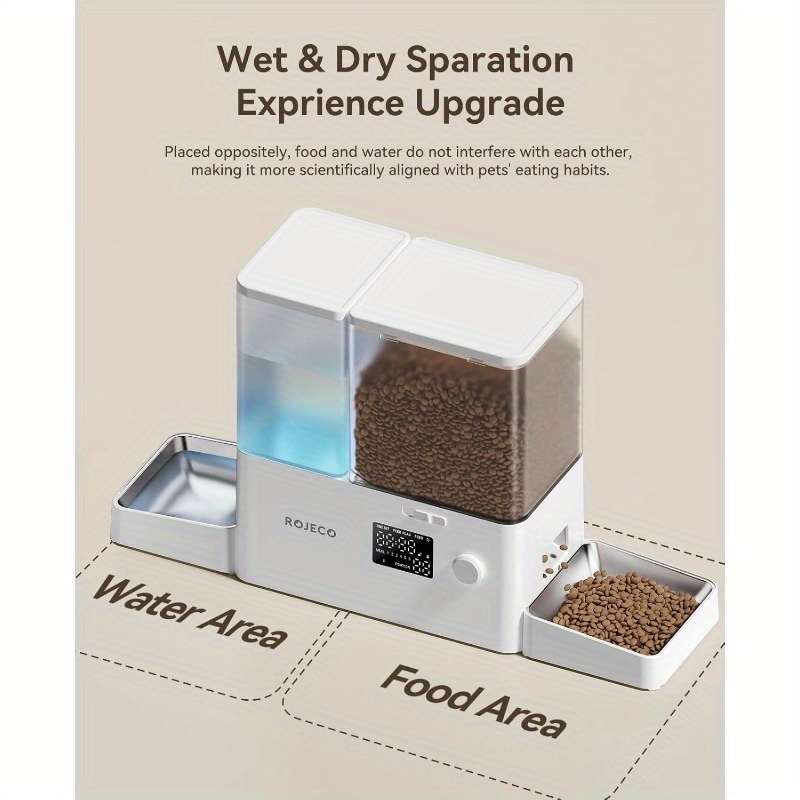 36cups 8 5l pet automatic cat feeder and gravity water dispenserstainless steel bowls   set large capacity 5  feeder   5l water fountain for cats pets small dogs puppies kittens Product details 2