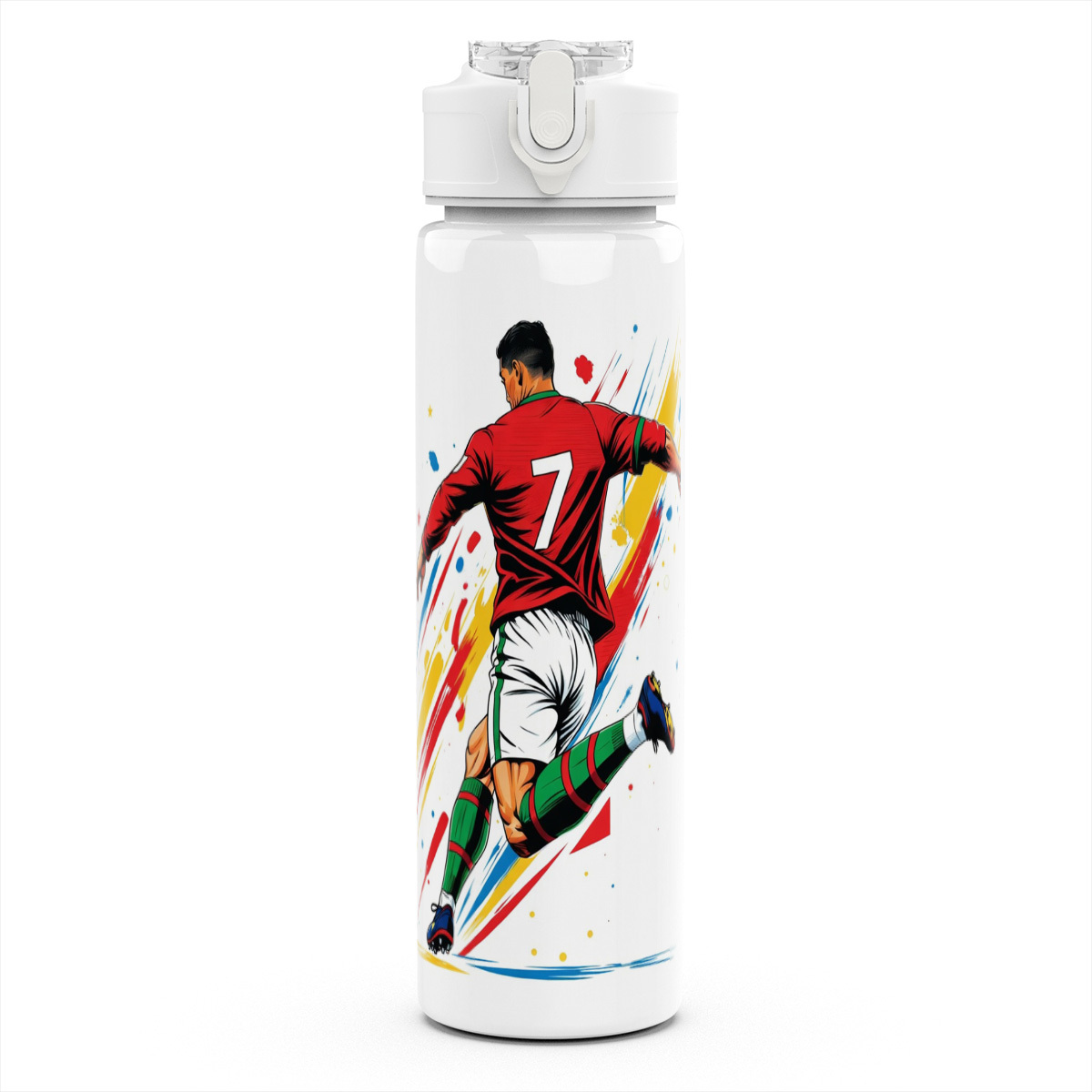 1pc Soccer Shot 750ml Durable Lightweight Straw Water Bottle, Cute Printed, Leak-proof Reusable Travel Running Cup - Ideal Gift For Graduation Season, Summer, Mother's Day & Camping Season