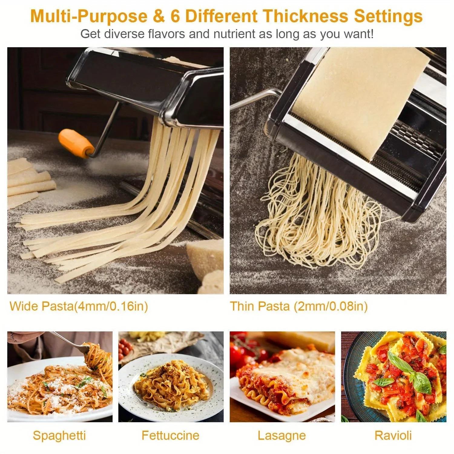 easy clean versatile manual pasta maker adjustable thickness   homemade noodles dumplings ravioli details 0