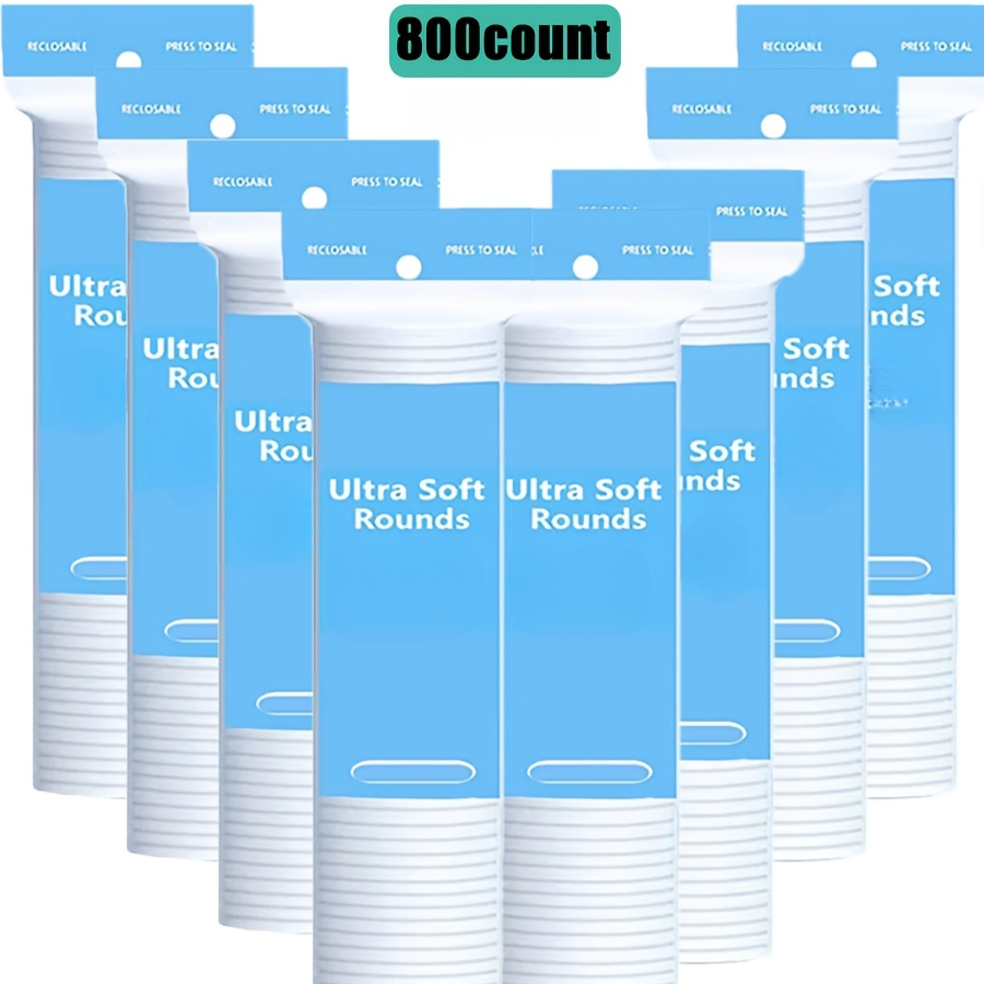 TEMU 400pcs/800pcs Pack Round Disposable Facial Pads Suitable For Skin Types, 3-layer Thickened Soft Makeup Remover Pads, Fragrance-free Suitable For