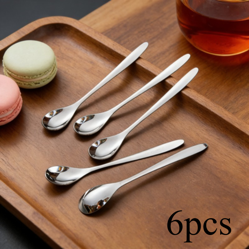 E-shop 6 Mini Dessertlöffel aus Edelstahl, kleine Löffel für Eis, Kuchen, Pudding
