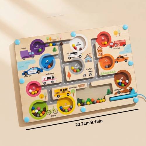 magnetic traffic maze educational toy multicolor wooden magnetic maze beads color recognition number learning game focus and motor ideal gift for christmas birthday halloween back to school