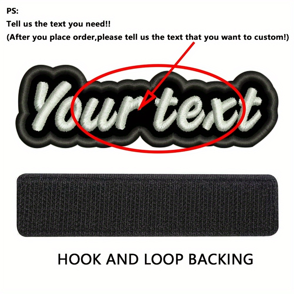 E-shop 1 personalisierter Namensaufnäher in unregelmäßiger Form, bestickter Stoffaufnäher, personalisierter Namens-Text-Abzeichen mit Schmelzkleber