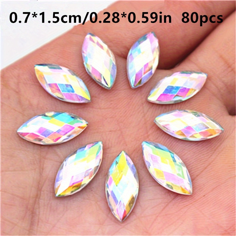 TEMU [pack Of Acrylic Rhinestones] [versatile Decorations] Sparkling Acrylic Rhinestone & Teardrop Shapes Ab Flat Back 3d Non-hotfix Decorations For