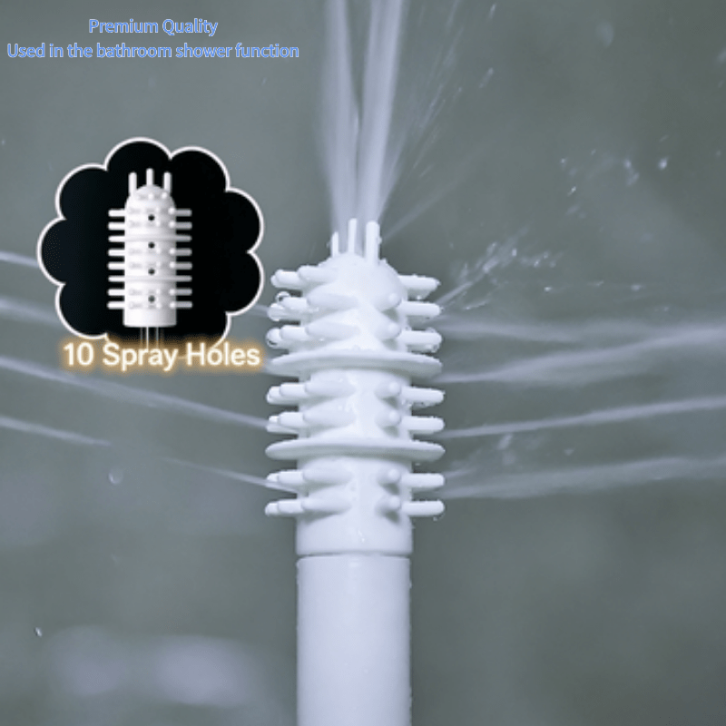 Handheld Showerhead with Soft Brush, 10-Hole Spray Design
