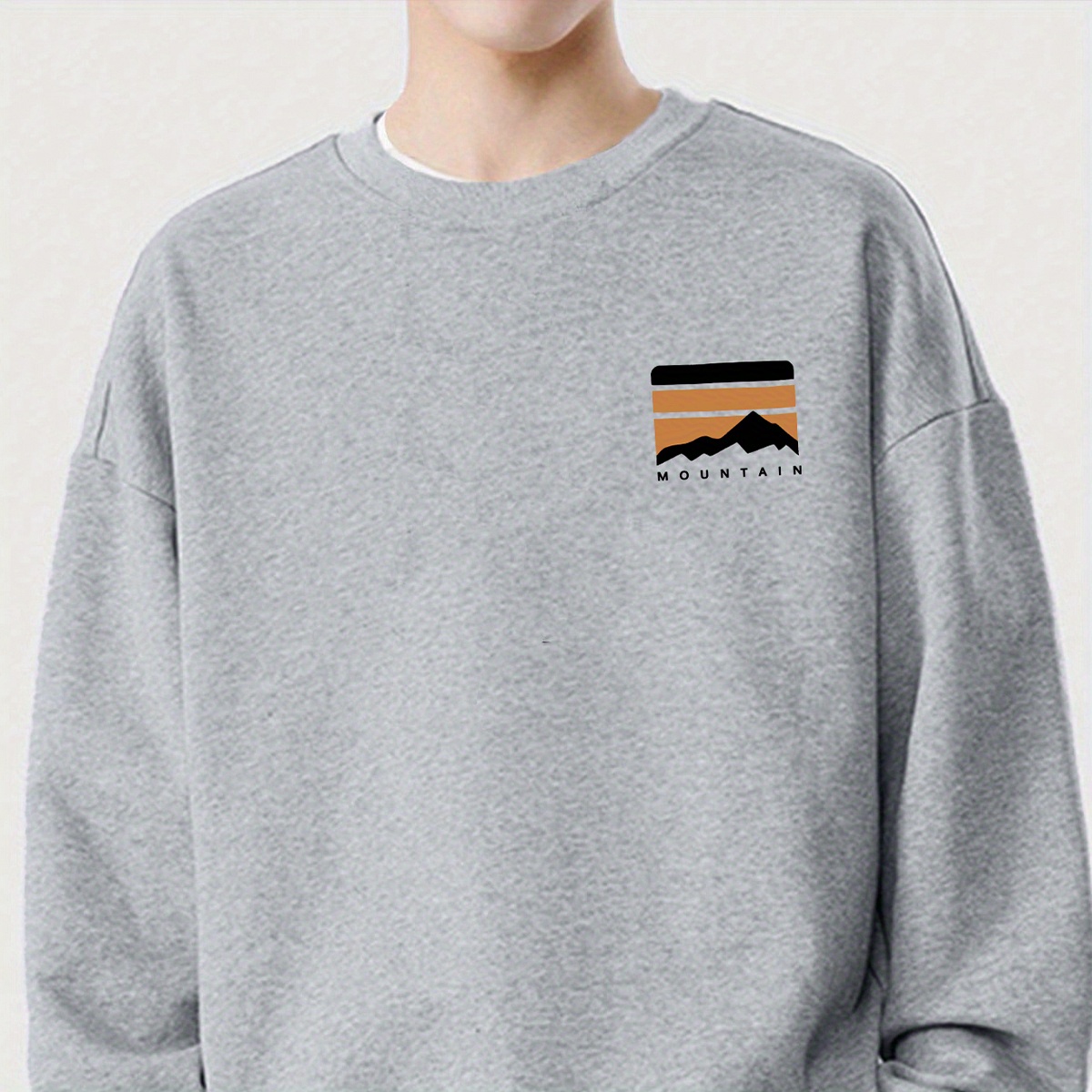 

Sweatshirt Décontracté Marron pour Homme avec Col Rond et Broderie de Chaîne de - Manches Longues, 100% Polyester, Lavable en Machine pour &