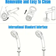 1 件加压手持淋浴喷头,3 种模式可调节水量淋浴喷头,一键止水淋浴喷头,浴室五金,浴室配件 详情 5