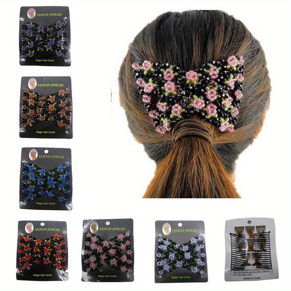 

4pcs Elegant Floral Hair Clips Set, Acrylic Hair Barrettes, Vintage Style Hair Accessories For Women, Assorted Colors, With For Taming Flyaways