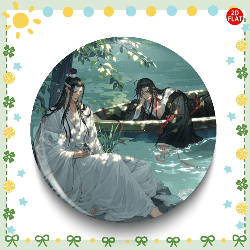TEMU 2d Flat, 2d Flat Classic And Stylish Irregular-shaped Design Featuring 2 Anime Characters, Made Of , A Fashionable Party-themed Accessory, And A