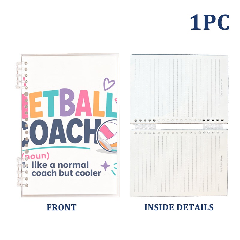 TEMU Netball-themed Spiral Notebook With Graphics & Decorations - A5 Lined Journal Suitable For Gifts, , Players, Training Notes, Lightweight Writing