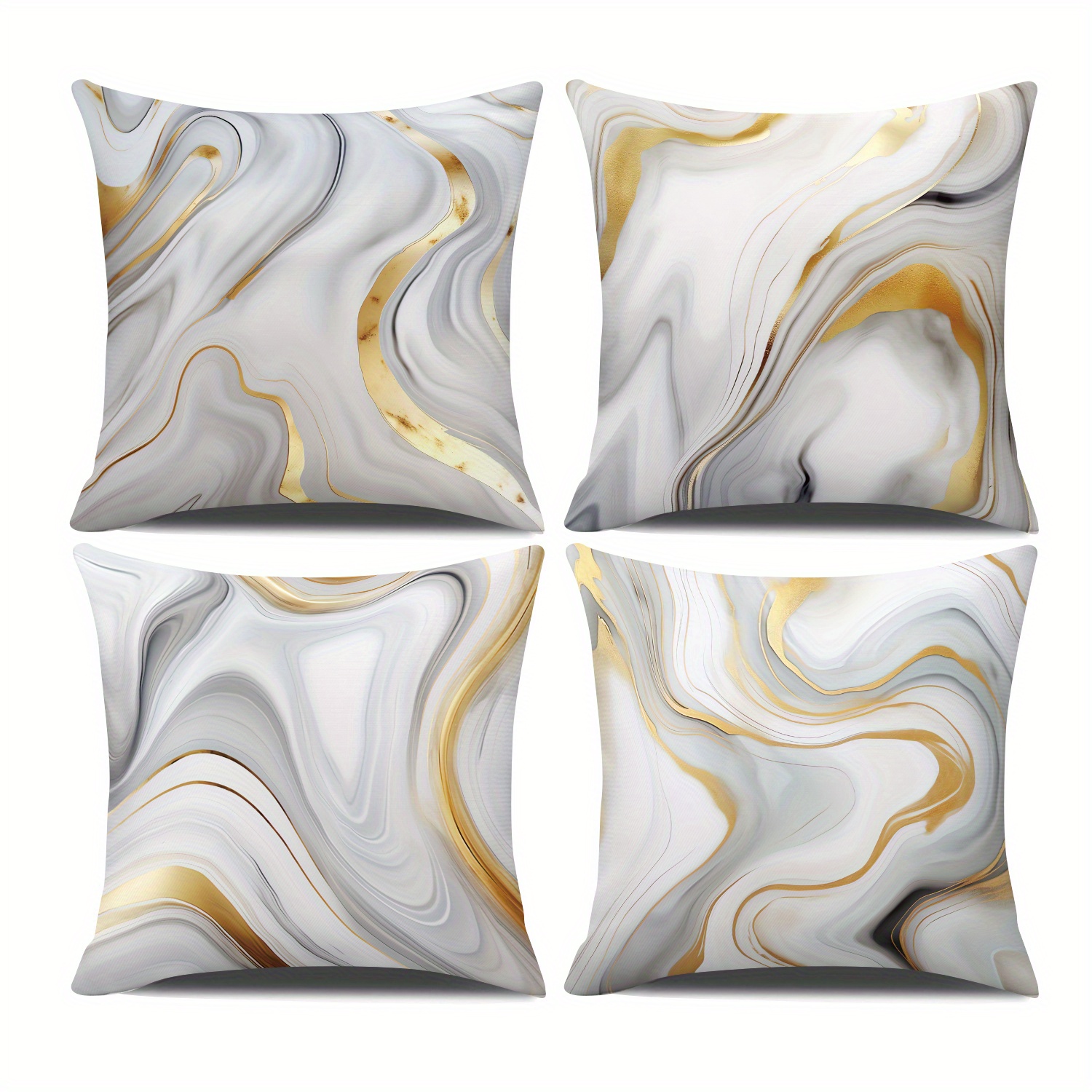 TEMU 4ps, Modern Light Pillowcase, Pattern Marble Texture, 18*18 Inch Pillowcase, Home Decoration, Holiday Decoration Pillowcase Suitable For Sofa,