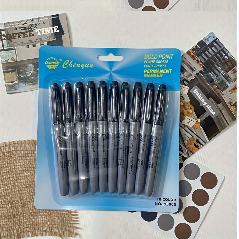 12pcs Fine Tip Black Permanent Markers, Quick-Dry & Smudge-Proof, Medium Nib, Waterproof Ink - Ideal for Daily Office Use