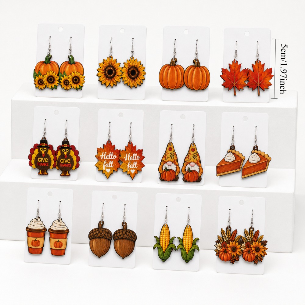 TEMU 12 Paires de Boucles d'Oreilles en Acrylique pour Femmes, pour les Fêtes et les Festivals - Boucles d'Oreilles Turquie en Acrylique avec Clous