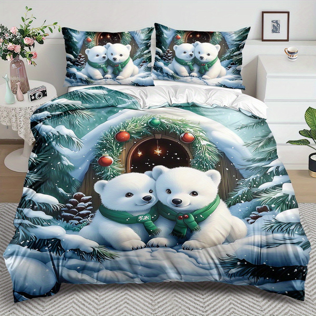 

2/3pcs Bear Duvet , , , , Washable, 100% , , For Christmas Bedding Set Includes 1 Duvet Cover + 1 Pillowcases (no )