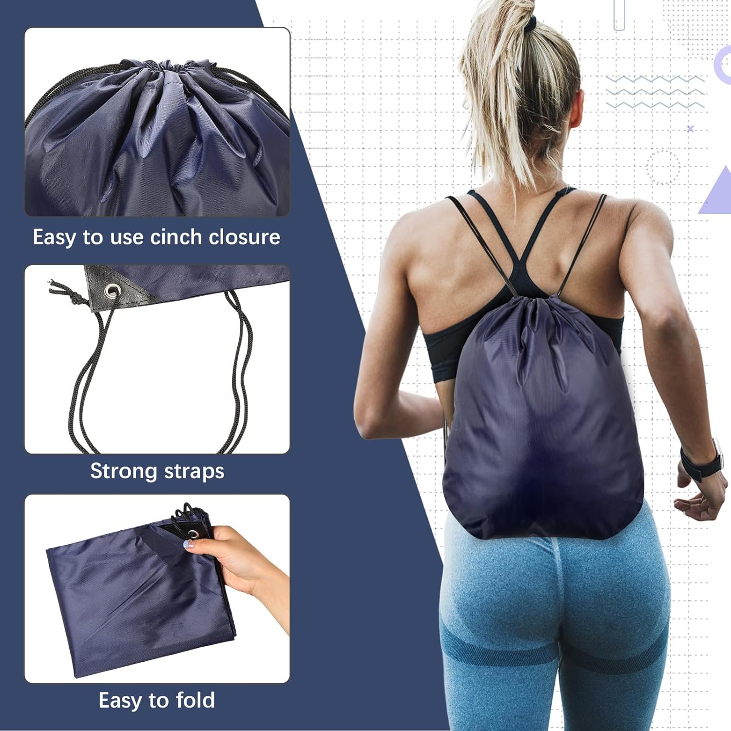6pcs Unisex Outdoor Sports Drawstring Bags for Activities