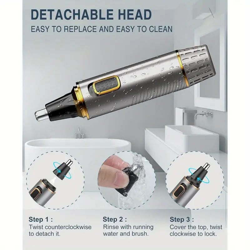 2 in 1 nose and ear hair trimmer professional suitable for wet and dry use with stainless steel blades Product details 1