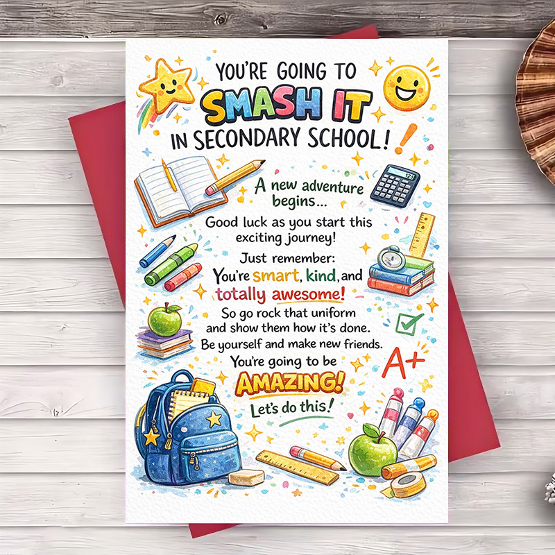 TEMU 2pcs (one Envelope And 1 Greeting Card) Inspirational Back To School Greeting Card Perfect For Students Teachers And Parents To And Success In