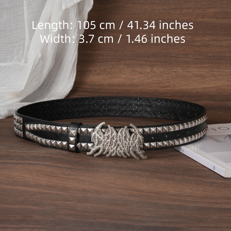 Gothic Flame Letter Buckle Rivet Belt for Men & Women