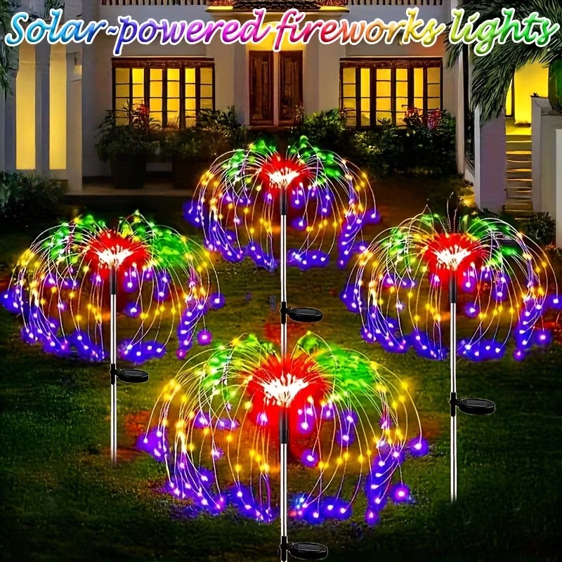 dostępne 3 kolory, solarne lampki fajerwerki na zewnątrz, lampki led starburst do dekoracji ogrodu,   podwórka