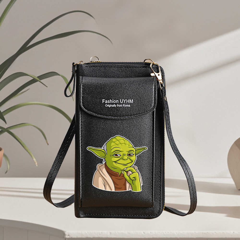 

1pc Yoda-themed Mini Phone Bag, Leather Shoulder Pouch, Multifunctional Zippered Coin Purse, With Valentine's Day & New Year's Gift Idea