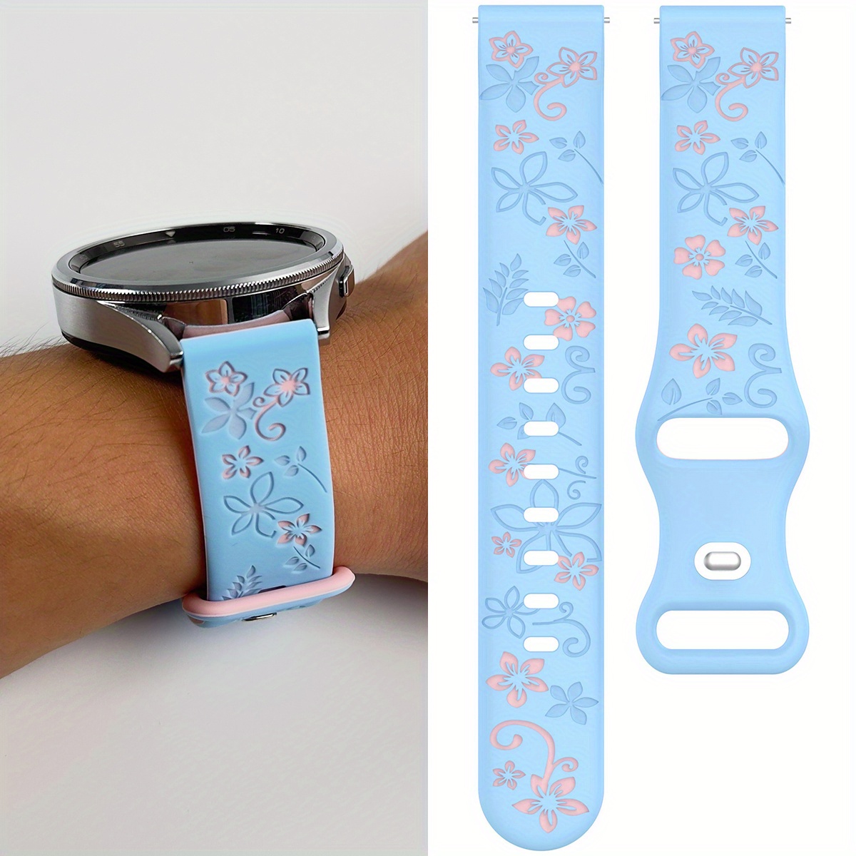 E-shop 18/20/22mm , passend für Huawei Watch GT4/GT2/GT3, florales Laser-Gravur Silikonarmband, zweifarbige Silikon-Armband GT4 Sport Silikon