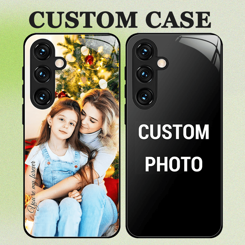 TEMU Phone Case - Personalized Custom Black Glass Phone Cases Compatible With Galaxy S25 S24 S23 S22 S21 S20 A07 A16 A73 A26 A60 A55 A34 Note 20 And