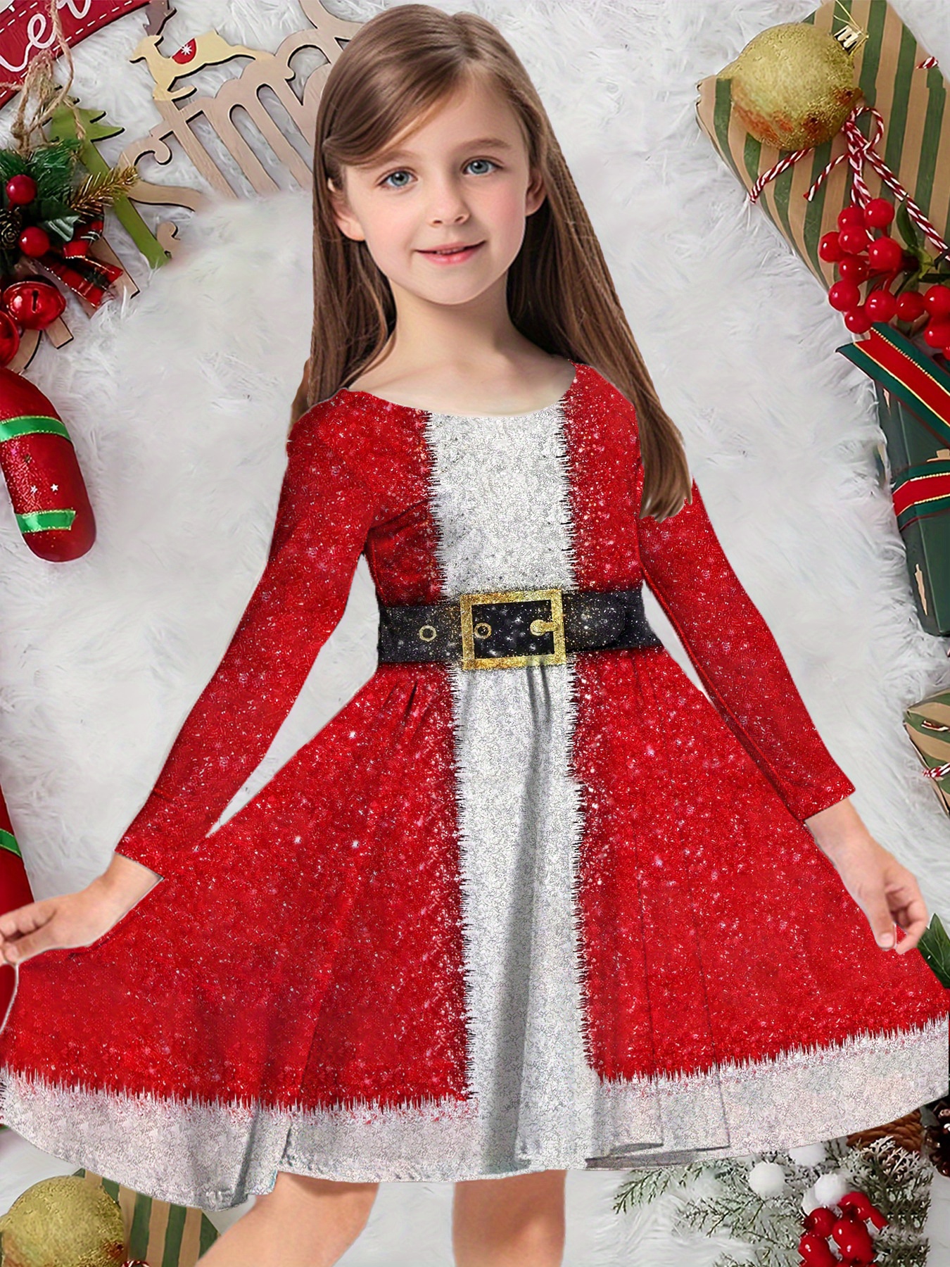kids christmas dress Christmas Carol Girls Dress 6 / GREEN main image 0