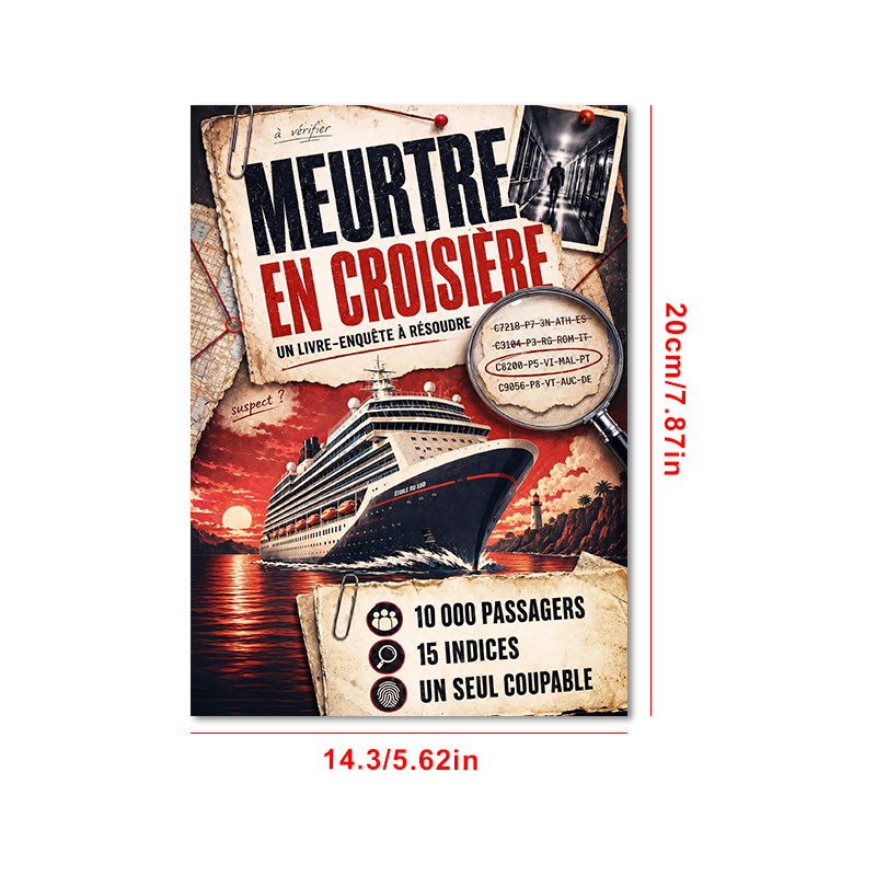TEMU Livre de jeu de détective meurtre en croisière - Pour en solo ou en équipe avec 15 , cachés et pour fêtes, jeux de société, événements à thème -