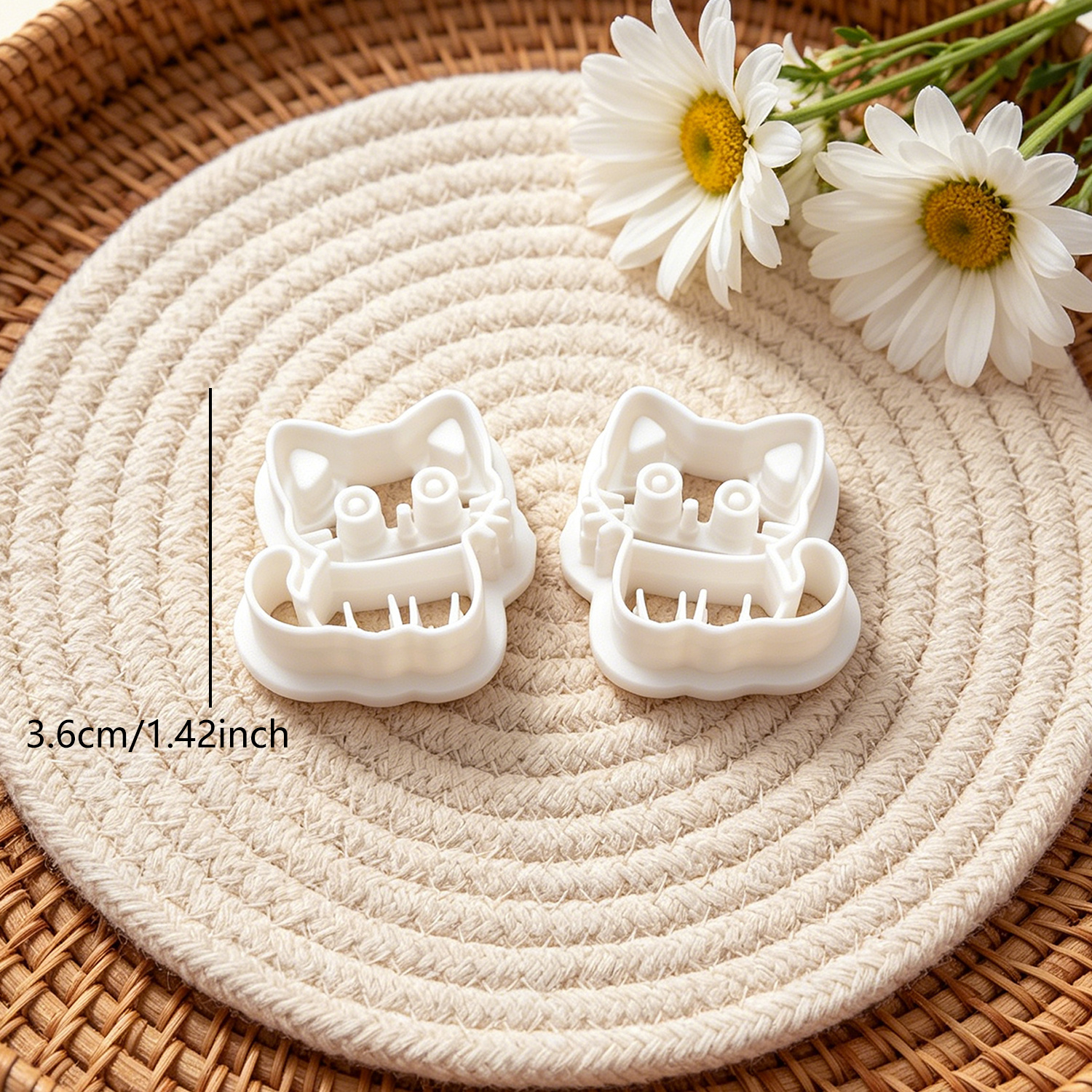 TEMU 2pcs Cute Cat Sitting Clay Cutters, Big- Kitten Polymer Clay Molds, For Earring Pendant Making, Clay Molds, Springy Clay Molds, Valentine's Day