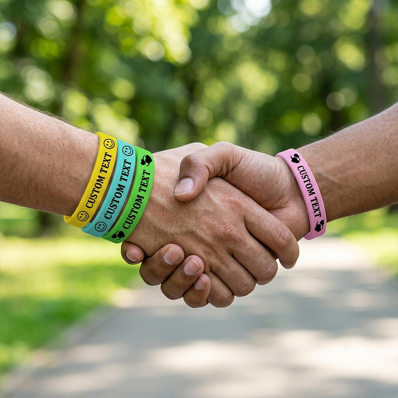 100pcs Custom Silicone Wristbands with Double Patterns, Customizable Text
