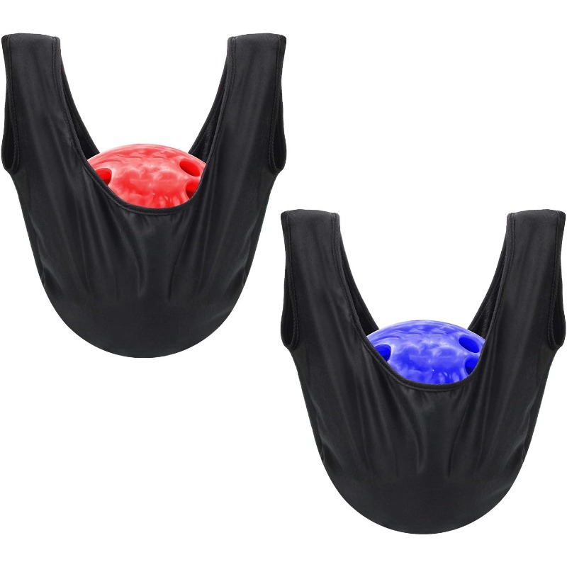 TEMU 2pcs Bowling Bag 2-pack, Bowling Polisher Bag Carrier Ball Cleaner Holder, Black, 15' X 16'