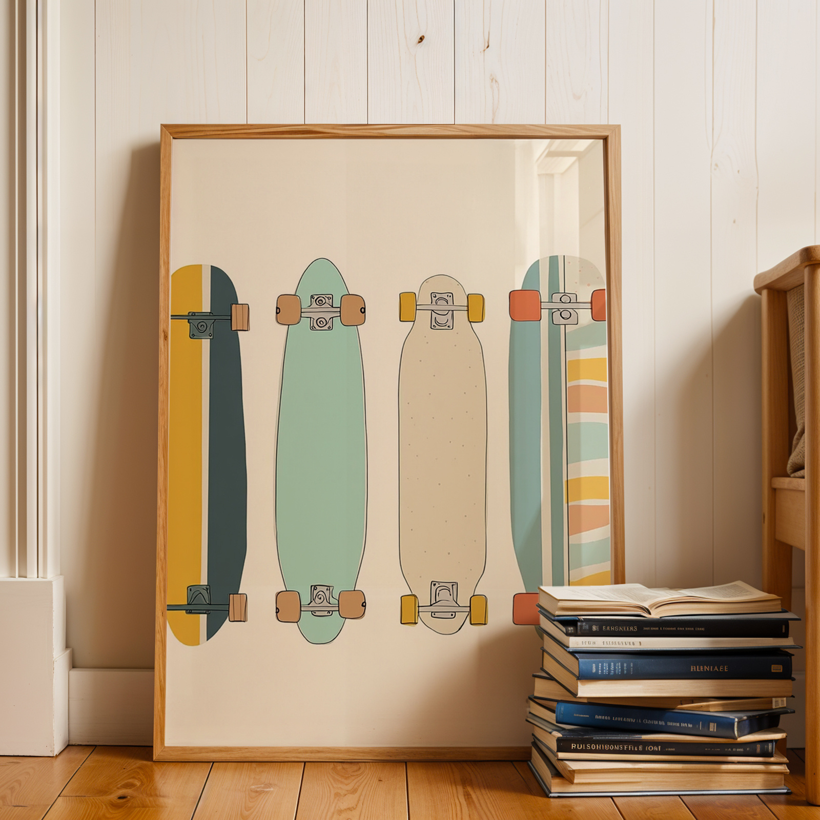 TEMU 2d Flat, 2d Flat, A Single Piece Of Wall Decor Featuring A Vintage-style Poster Of A Boy Engaged In Sports, Showcasing A Canvas Painting Of A