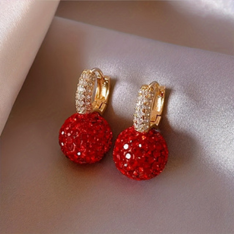 TEMU 1 par de aretes de gancho de estilo de moda con incrustaciones de circonita cúbica sintética, joyería de moda , regalo para