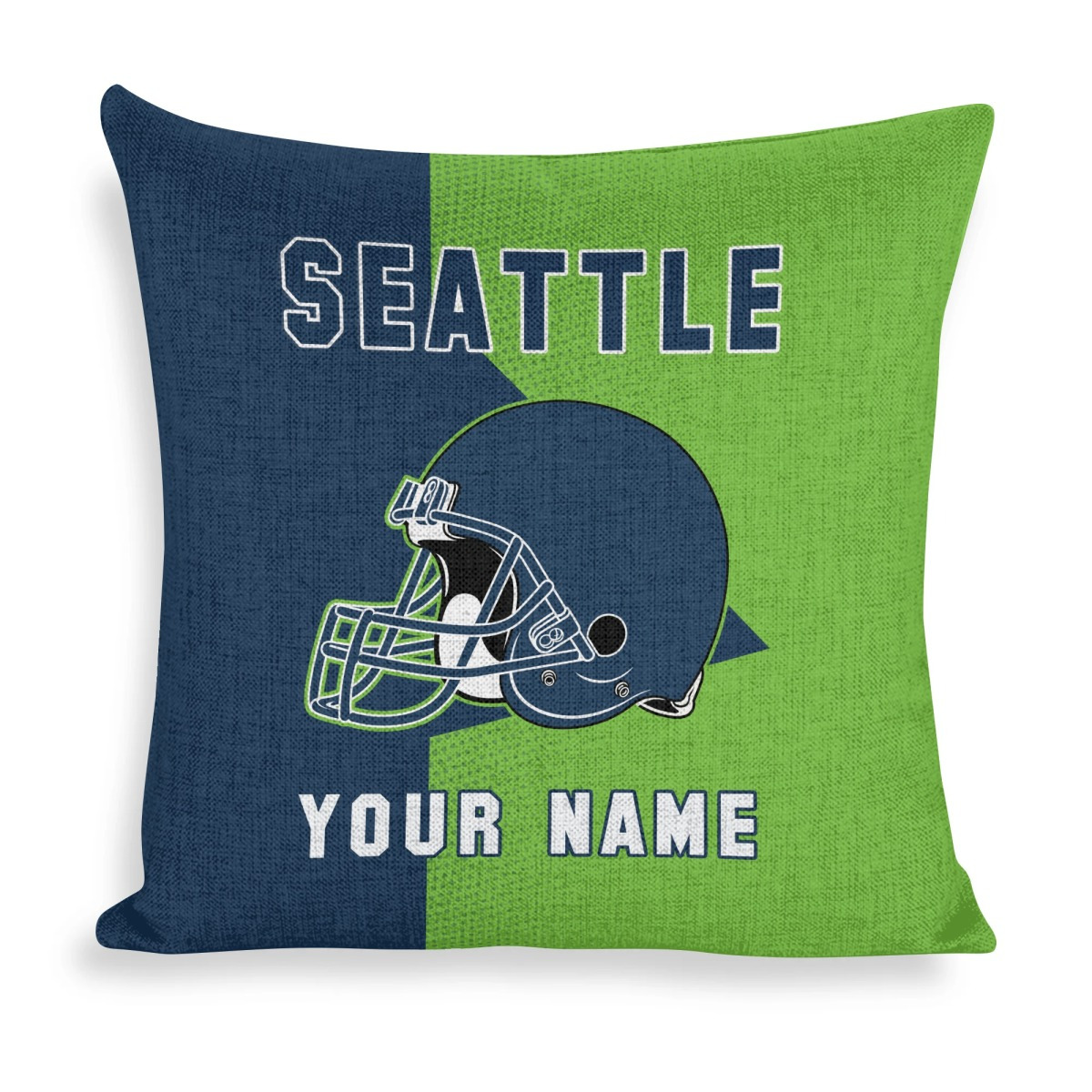 

Customizable Seattle Football Helmet Pillow Cover, Personalized Name Polyester Throw Pillow Case, Woven, , With Sizes For Home Decor, Sofa, Office, Ideal Gift For Sports Fans