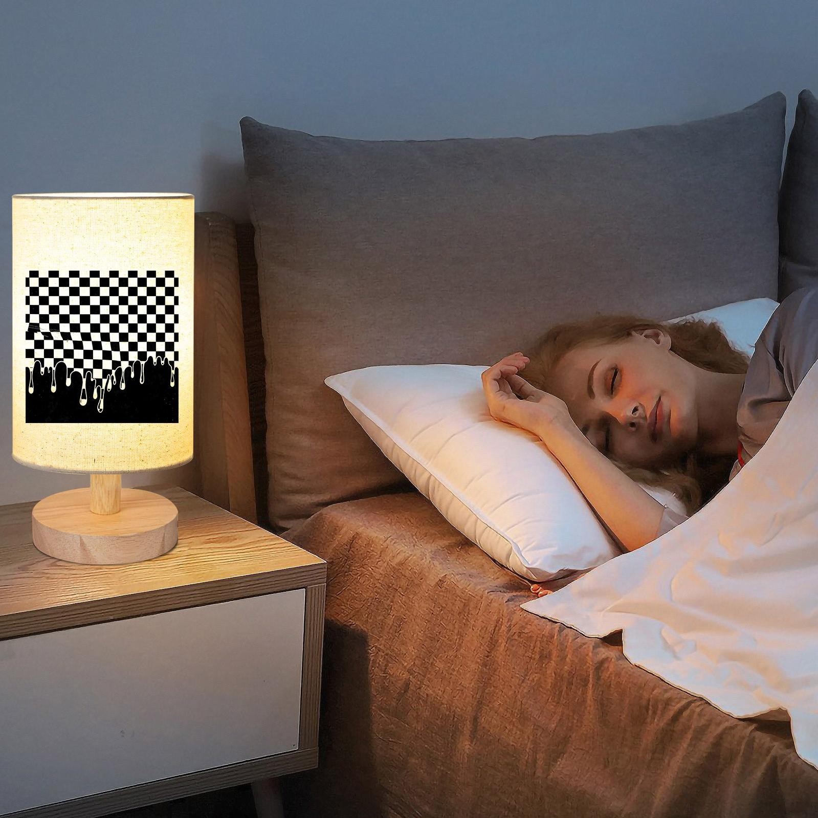 Abstract Surreal Black White Checkered Pattern Table Lamp