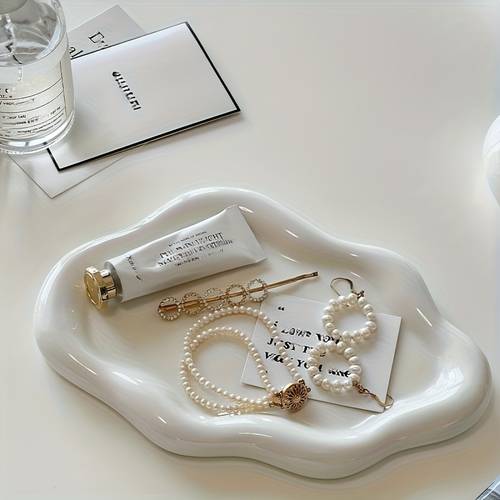 1pc cloud shaped design tray single layer jewelry storage container cloud shaped design perfume display rack key holder watch and earring organizer suitable for room desktop decoration wedding decor non food contact