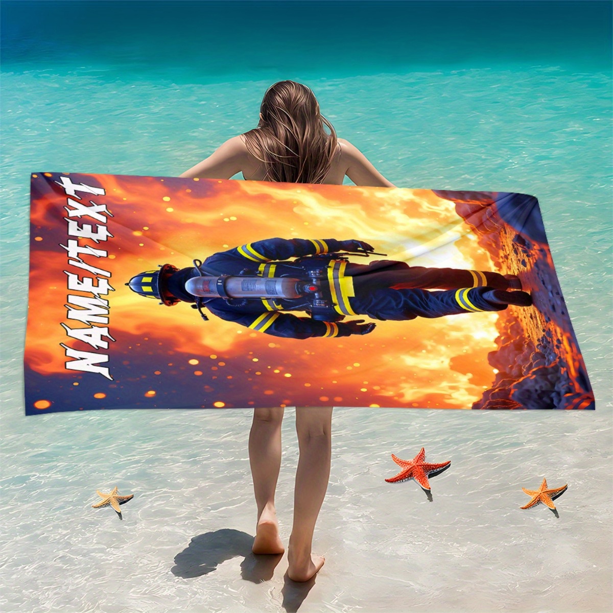 TEMU Serviette de Plage Personnalisée avec Nom - Microfibre Douce, Ultra-Absorbante, Légère, Parfaite pour la Plage, les Fêtes, les , le Camping,