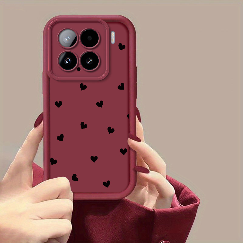 TEMU Étui Téléphone : Coque Simple Noire avec Cœur Compatible Xiaomi 15 | 15T/15T Pro/17/17 Pro/17 Pro Max/14 Pro/14 - Coque TPU Protectrice Antichoc