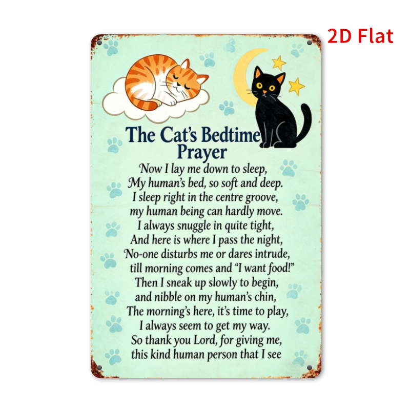 TEMU 2d Flat - [2d-plate] 1pc 'the Cat's Bedtime ' Metal Iron Logo - Suitable For Indoor And Outdoor Use, Rainproof And Windproof, Perfect Gift,