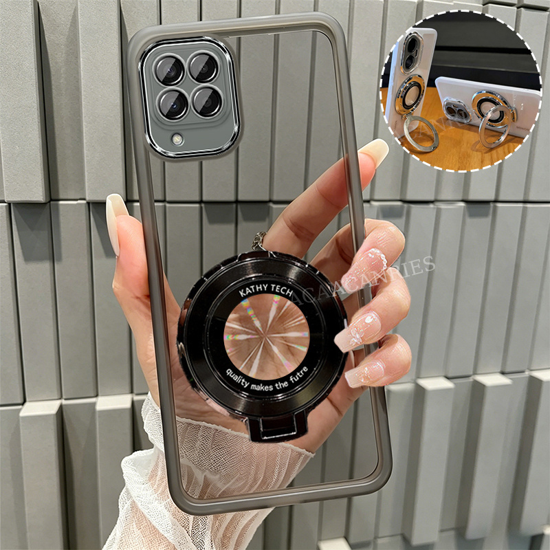 TEMU Чохол для телефону: Прозорий чохол з магнітним тримачем та текстурою CD для for Samsung Galaxy M33/M53, м'яка TPU підставка, задня кришка з