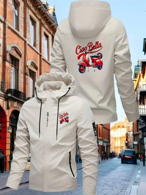 Herren Neue hochwertige modische Freizeitjacke, Hello Beautiful Roller Design Print, Ganzjahresjacke - Strapazierfähig und atmungsaktiv, leichtes Oberteil mit stilvollem Reißverschluss und mehreren Taschen. Strapazierfähiges Polyester