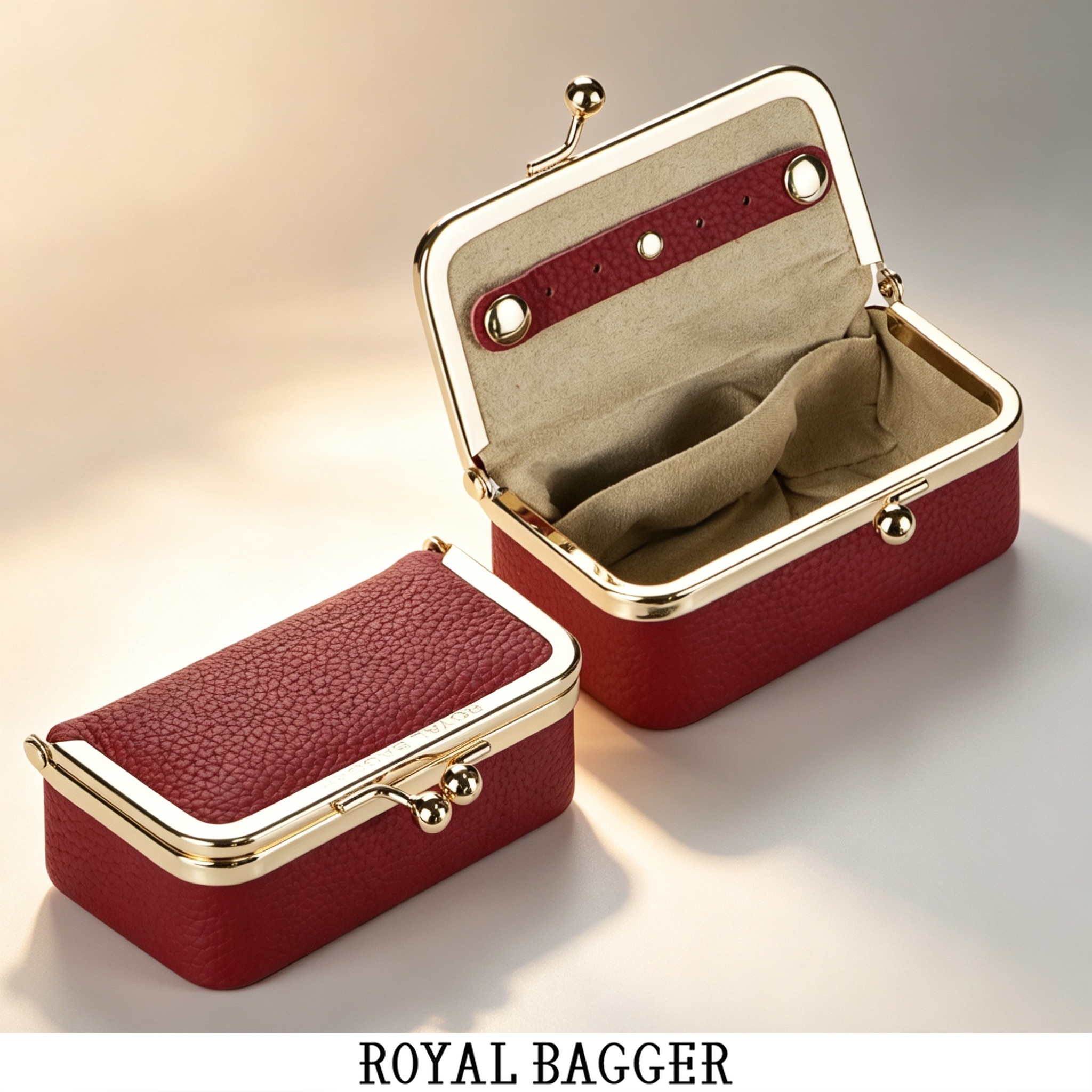 Image of Genuine Jewelry Box, Mini Case For Rings, Necklaces & Earrings, Kiss Lock Coin Purse For Women