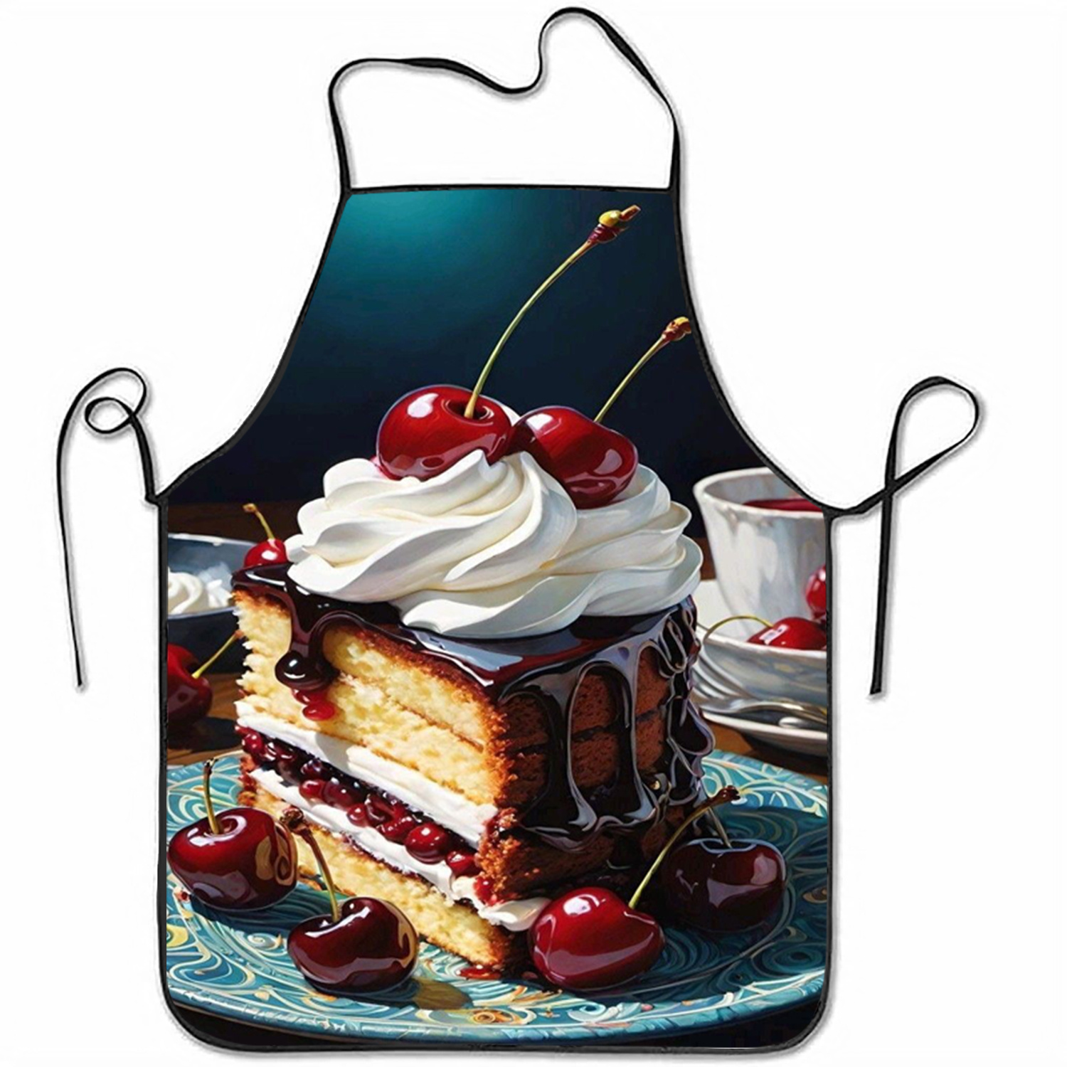 TEMU An Elegant Apron With A Vibe, Featuring A Cake Pattern. It Combines And Personality Of Stylish Cooking And Parties. Suitable As A Work Apron,