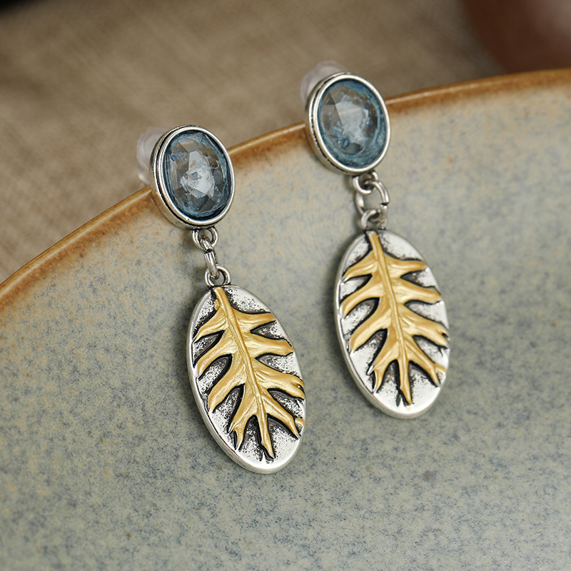 Vintage Relief Leaf Earrings