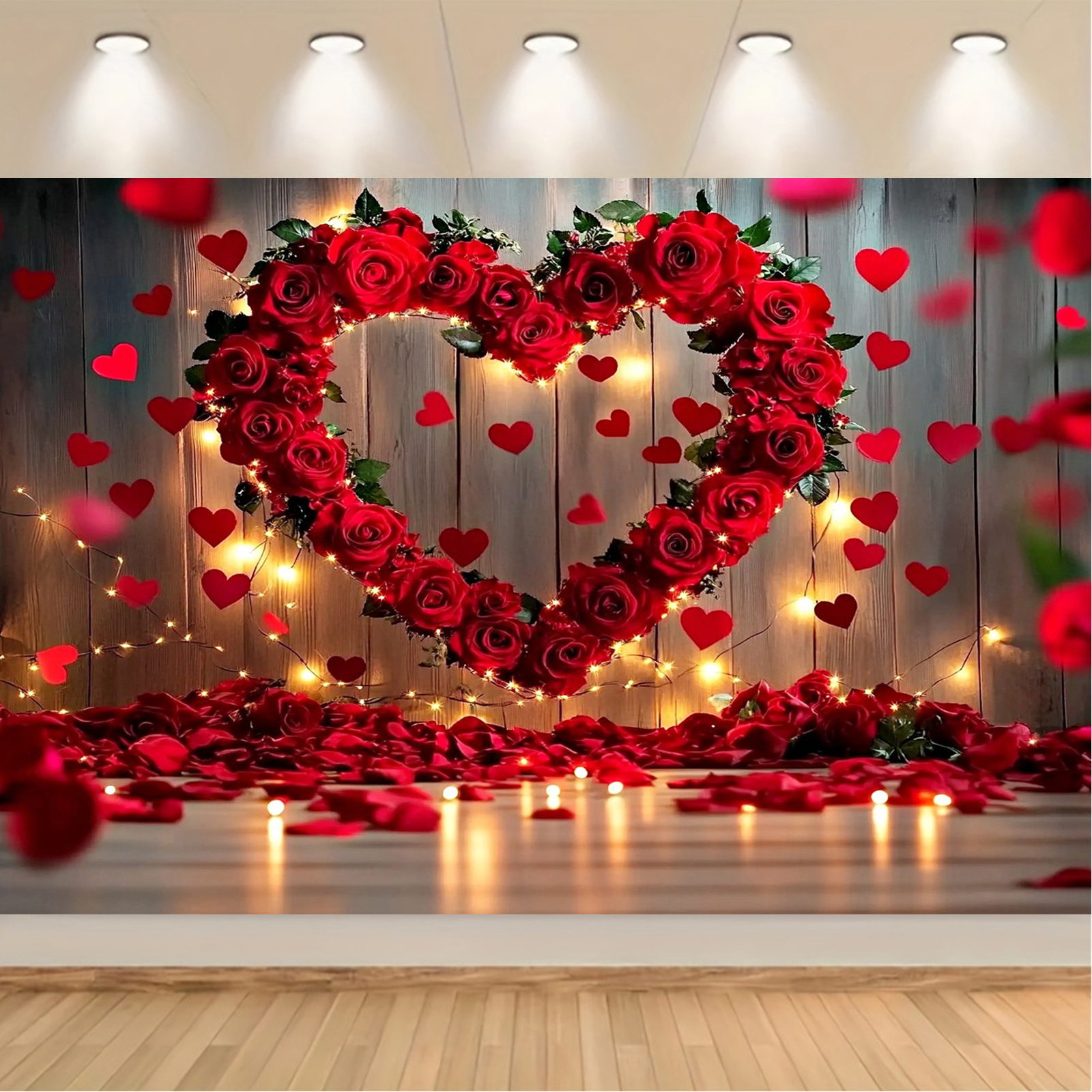 

1pc Romantic Red Backdrop, Polyester Floral Wall Decor For Valentine's Day, Weddings, Bridal & Day - Photography Background For Photo Booths, Parties, Tailgating Events, Wedding Decorations